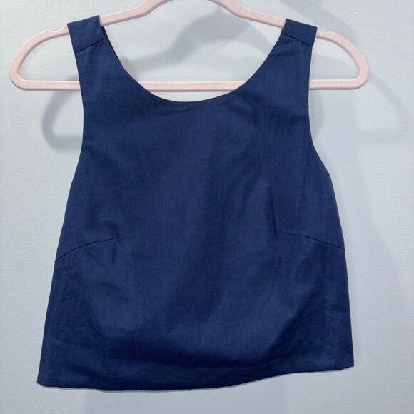 Kourt Navy Blue Sleeveless Wrap Crop Tank Top | Size XS | NWT - Picture 3 of 10